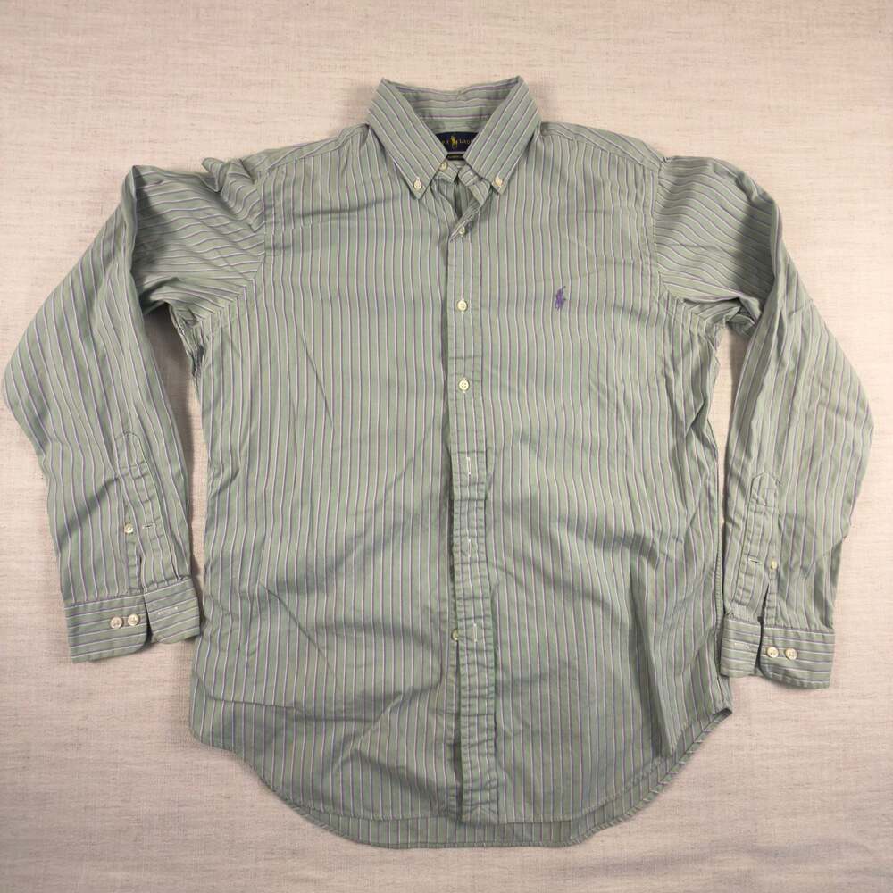 Ralph Lauren Classic Fit Button Down Shirt Green Purple Striped